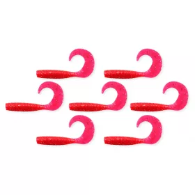   Nevis Twister 6cm 2,54gr 7 st/pk Rode Glitter Plastic kunstaas