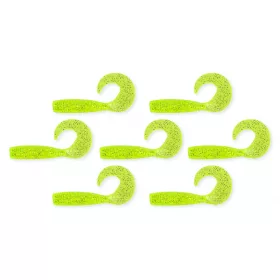   Nevis Twister 6cm 2,54gr 7 st/pk Fluo Groene Glitter Plastic kunstaas