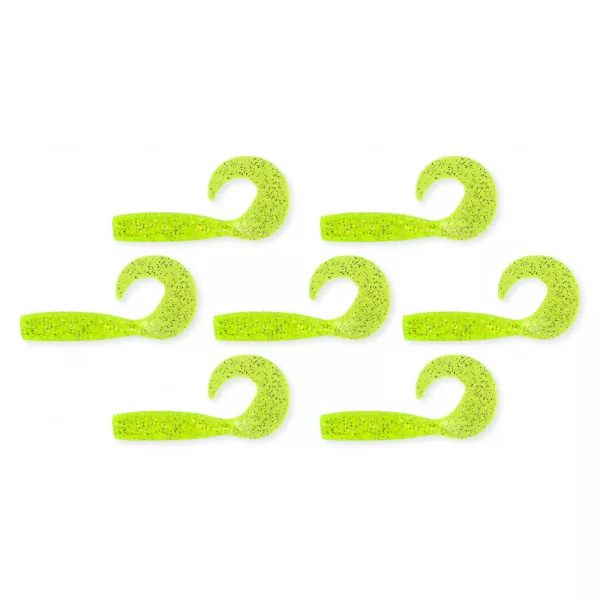 Nevis Twister 6cm 2,54gr 7 st/pk Fluo Groene Glitter Plastic kunstaas
