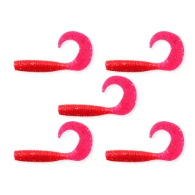   Nevis Twister 7,5cm 4,17gr 5st/verpakking Rood Glitter Plastic kunstaas