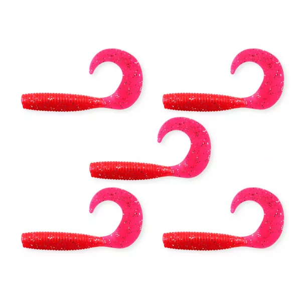 Nevis Twister 7,5cm 4,17gr 5st/verpakking Rood Glitter Plastic kunstaas