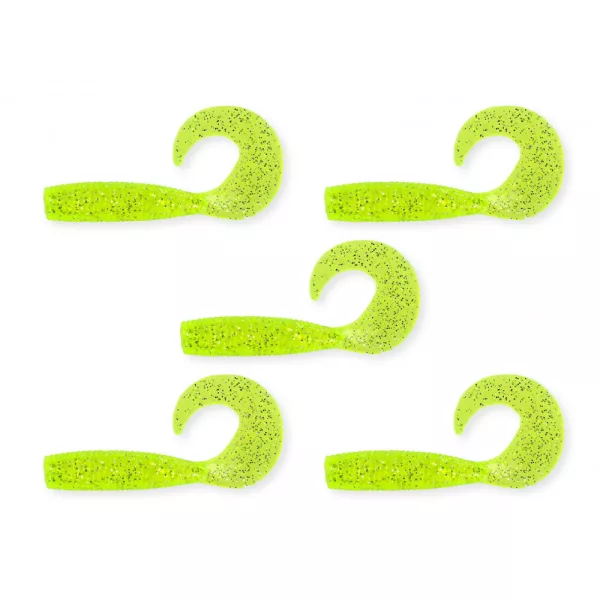 Nevis Twister 7,5cm 4,17gr 5st/verpakking Fluo Groen Glitter Plastic kunstaas