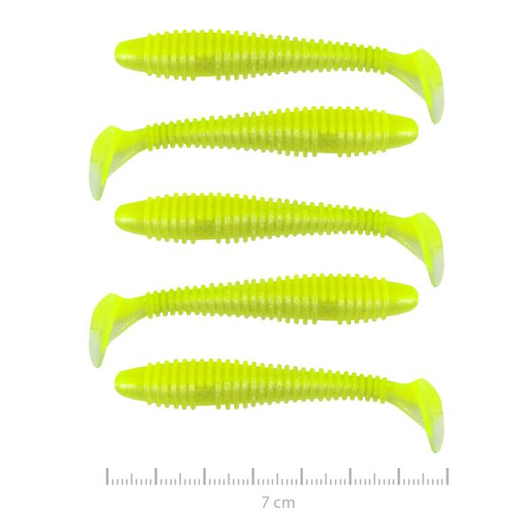 Nevis Vantage Swinger 7cm 2,96gr 5 stuks/verpakking Fluo Groene Glitter II. Plastic kunstaas