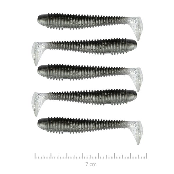 Nevis Vantage Swinger 7cm 2,96gr 5 stuks/verpakking Zwart-Zilveren Glitter Plastic kunstaas