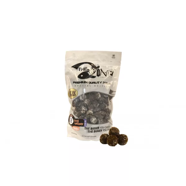 De Grote Eén Boilie in Zout Krill & Peper 24mm Gezouten Boilie 900gr