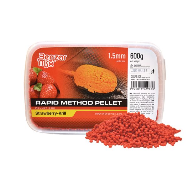 Benzár Mix Rapid Method Pellet 1,5mm Aardbei-Krill Pellet Box 600gr