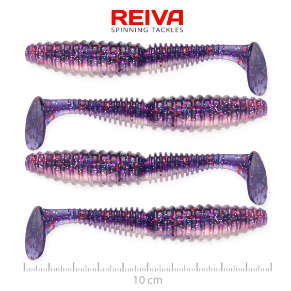 Reiva Zander Power Shad Purple Pearl 10cm Plastic Aas 4 stuks