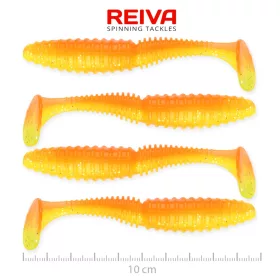   Reiva Zander Power Shad Shiny Orange 10cm Plastic Aas 4 stuks
