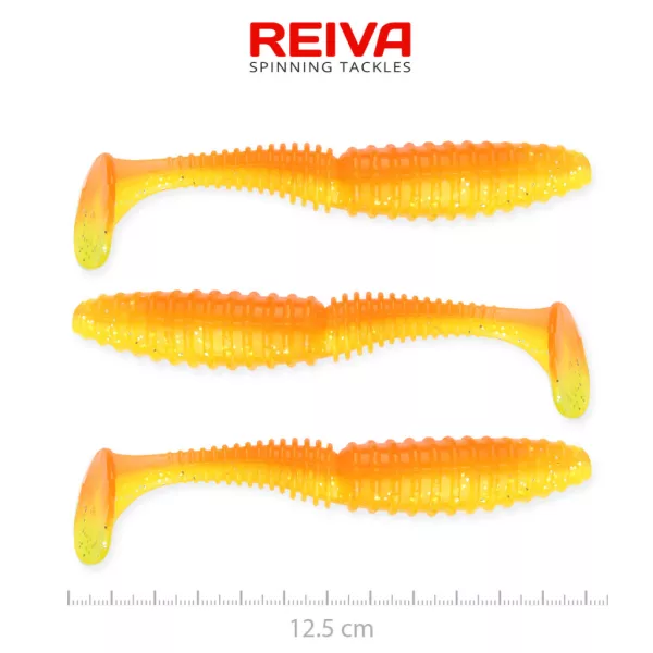 Reiva Snoekbaars Power Shad Glanzend Oranje 12,5cm Plastic Kunstaas 3 st.