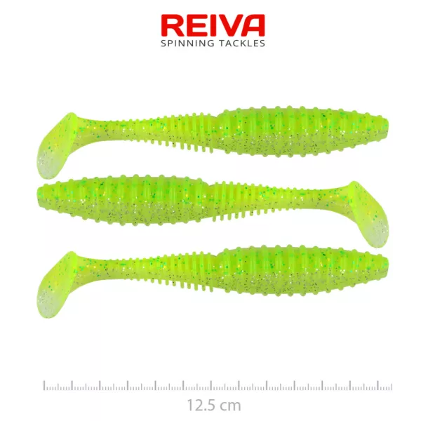 Reiva Zander Power Shad Flash Chartreuse 12,5cm Plastic Aas 3 stuks