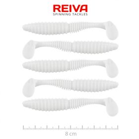   Reiva Zander Power Shad 8cm 3,18gr 5 st/verpakking (Wit) Plastic kunstaas
