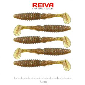   Reiva Zander Power Shad 8cm 3,18gr 5 st/verpakking (Bruine Glitter) Plastic kunstaas