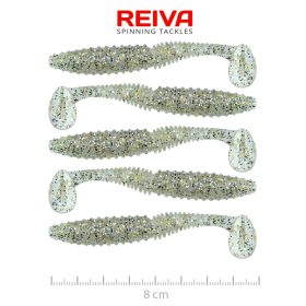   Reiva Zander Power Shad 8cm 3,18gr 5 st/verpakking (Zilveren Glitter) Plastic kunstaas