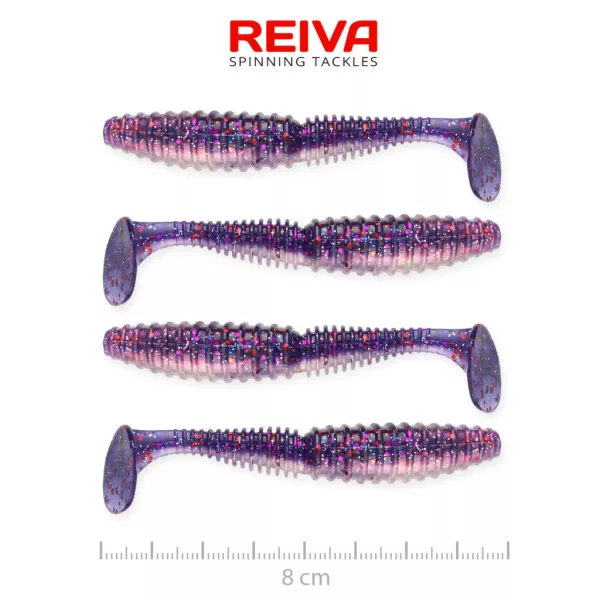 Reiva Snoekbaars Power Shad Paarse Parel 8cm Plastic Kunstaas 4 st.
