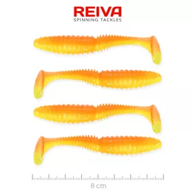   Reiva Snoekbaars Power Shad Glanzend Oranje 8cm Plastic Kunstaas 4 st.