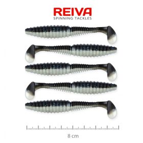   Reiva Zander Power Shad 8cm 3,18gr 5 st/verpakking (Zwart Zilver) Plastic kunstaas
