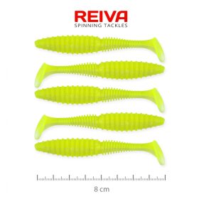  Reiva Zander Power Shad 8cm 3,18gr 5 st/verpakking (Fluo Groen) Plastic kunstaas