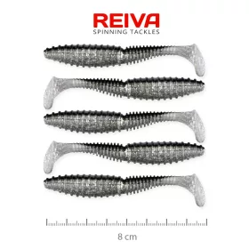   Reiva Zander Power Shad 8cm 3,18gr 5 st/verpakking (Zilveren Glitter) Plastic kunstaas
