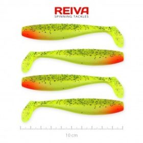   Reiva Flat Minnow Shad 10cm 4st/verpakking (Groen-Rode Glitter) kunstaasvis