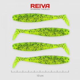  Reiva Flat Minnow Shad 10cm 4st/verpakking (Groene Glitter) kunstaasvis