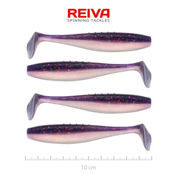 Reiva Platte Elrits Shad 10cm Paarse Parel Plastic Kunstaas 4 st.