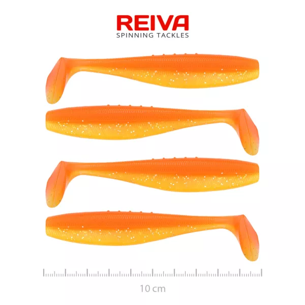 Reiva Platte Elrits Shad 10cm Glanzend Oranje Plastic Kunstaas 4 st.