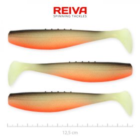   Reiva Flat Minnow shad 12,5cm 3 st/pk (Zwart-Wit-Oranje) Plastic kunstaas
