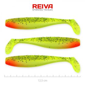   Reiva Flat Minnow shad 12,5cm 3 st/pk (Groen-Rood Glitter) Plastic kunstaas