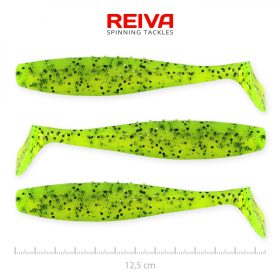   Reiva Flat Minnow shad 12,5cm 3 st/pk (Groen Glitter) Plastic kunstaas