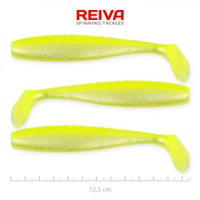   Reiva Flat Minnow shad 12,5cm 3 st/pk (Geel-Zilver) Plastic kunstaas