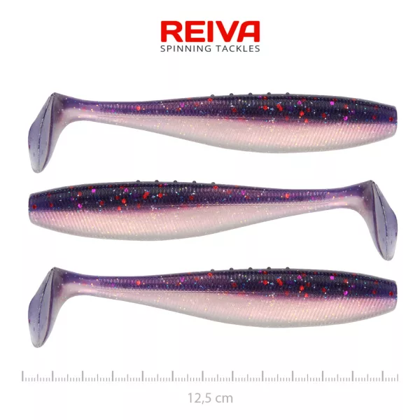 Reiva Platte Elrits Shad 12,5cm Paarse Parel Plastic Kunstaas 3 st.