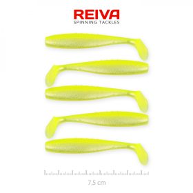   Reiva Flat Minnow shad 7,5cm 5 st/pk (Geel-Zilver) Plastic kunstaas