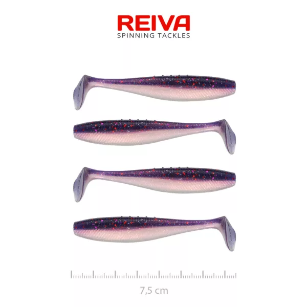 Reiva Platte Elrits Shad 7,5cm Paarse Parel Plastic Kunstaas 4 st.