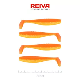   Reiva Platte Elrits Shad 7,5cm Glanzend Oranje Plastic Kunstaas 4 st.