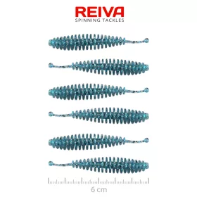 Reiva Kleine Worm Blauwe Shiner 6cm Plastic Kunstaas 6 st.