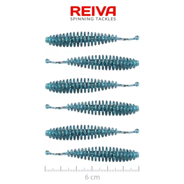 Reiva Kleine Worm Blauwe Shiner 6cm Plastic Kunstaas 6 st.