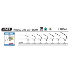   Decoy KR-21 Round Live Bait Light 5 Füles Szakállas Egyágú Ragadozóhalas Horog 12db