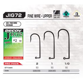   Decoy Pro Pack Jig72 Upper Fine Wire #1 Füles Szakállas Egyágú Jig Horog 50db