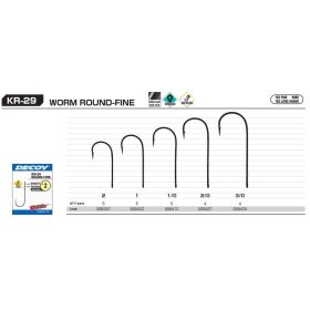   Decoy Worm KR-29 Round Fine 2 Füles Szakállas Egyágú Ragadozóhalas Horog 5db