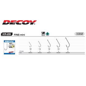   Decoy Worm KR-28 Fine Mini 8 Füles Szakállas Egyágú Ragadozóhalas Horog 18db