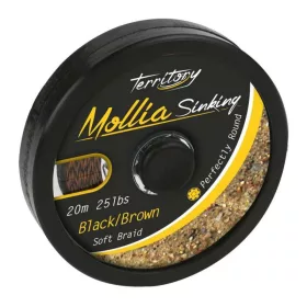   Mikado Mollia Hooklink 20m 25lbs Zwart-Bruine Gevlochten Onderlijn