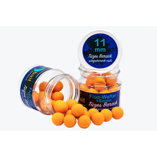 BaitBait Fluo Wafters Mini Boilie+Betaïne 11mm Vurige Perzik