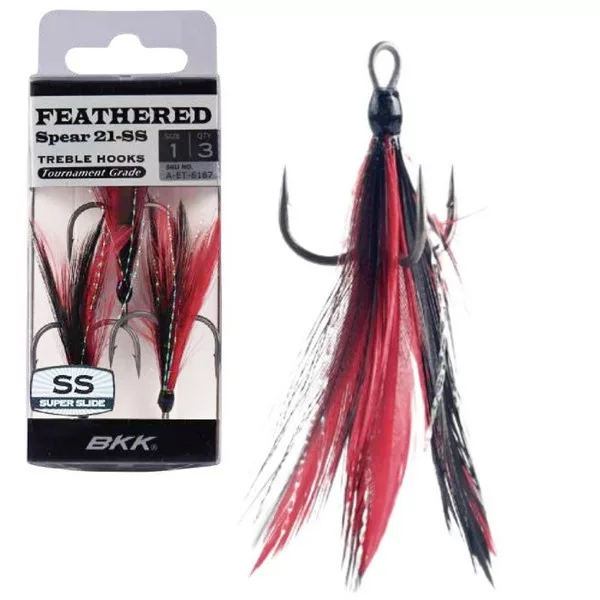 BKK Feathered Spear-21 SS 2 Gehaakt, Beveerd Rood-Zwart Dreg 3st