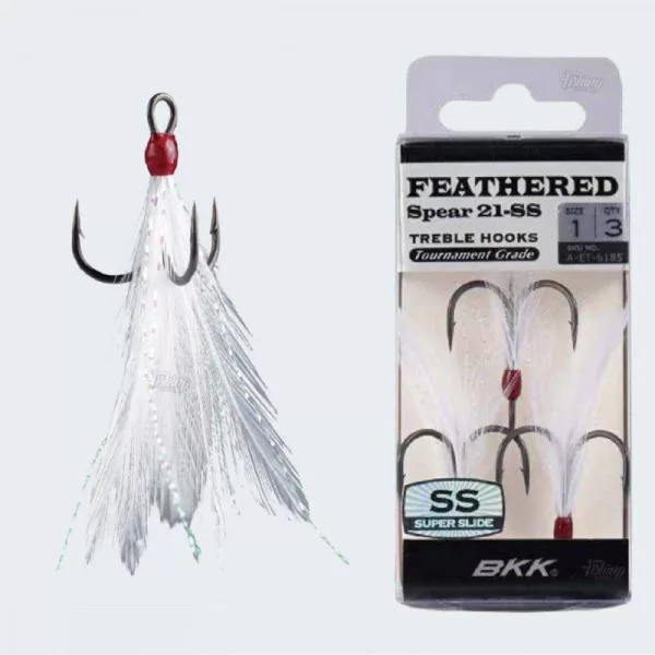 BKK Feathered Spear-21 SS 6 Gehaakt, Beveerd Wit Dreg 3st