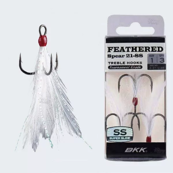 BKK Feathered Spear-21 SS 4 Gehaakt, Beveerd Wit Dreg 3st