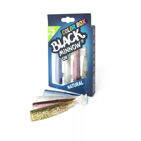 FIIISH 4 stuks 120mm Black Minnow lichaam in natuurlijke kleuren: Khaki - Khaki Glitter - Pink - Black Plastic kunstaas