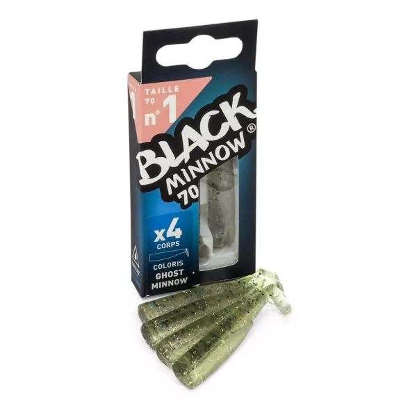 FIIISH 4 stuks 70mm Black Minnow lichaam - Ghost Minnow kleur Plastic kunstaas