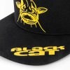 Black Cat Flat Peak Cap Zwarte Baseballpet