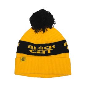 Black Cat Gele Bobble Hat Pomponmuts