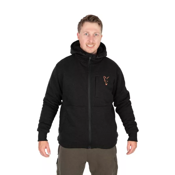 Fox Collection Zwart-Oranje Sherpa Hoody Hoodie S